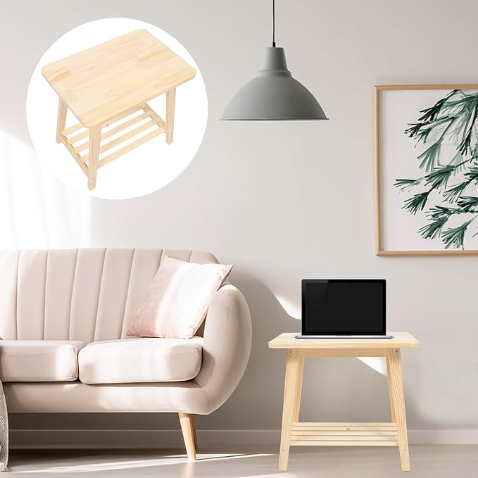 KESYOO Nordic Style Small Sofa Corner Table Solid Wood Bedside Shelf Minimalist - Image 8