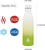 BJPKPK 25oz Insulated Stainless Steel Water Bottles Reusable Metal Travel Sports Water Bottle Keep Cold and Hot,Elegant Green