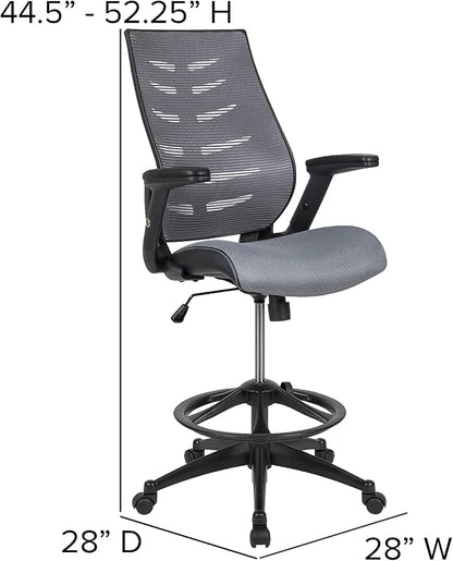 Flash Furniture Kale High Back Dark Gray Mesh Spine-Back Ergonomic Drafting - Image 3