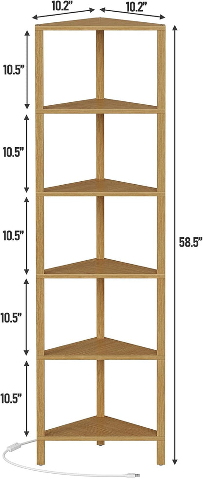 TUTOTAK Corner Shelf with LED Light, 6-Tier Corner Bookshelf - Image 2