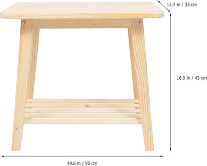 PRETYZOOM Nordic Style Small Solid Wood Sofa Side Table Living Room Coffee - Image 3