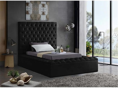 Meridian Furniture Bliss Collection Modern | Contemporary Velvet Upholstered Bed - Image 2