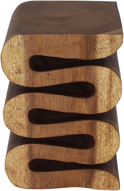 Haussmann Wood Wave Verve Accent Snake End Table 14x14x20 in H, Walnut Oil by Haussmann