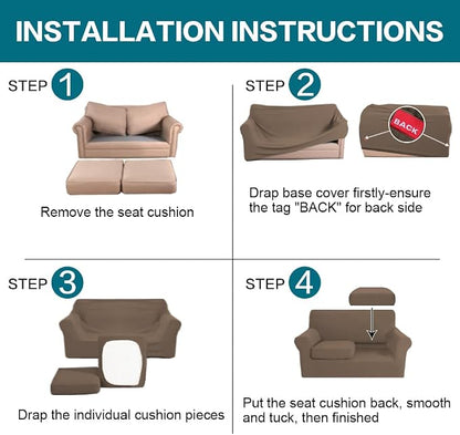 Turquoize 3 Piece Sofa Covers for 2 Cushion Couch Sofa Slipcover Soft Couch - Image 6