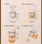 Glass Teapot with Removable Infuser, Loose Leaf Tea Brewing (7-shaped handle)