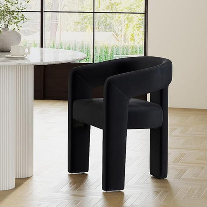 RIVOVA Modern Barrel Dining Chair, Velvet Upholstered Accent Side Chair by RIVOVA