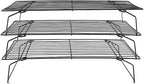 Cooling Rack, 3-Tier Stainless Steel Stackable Baking Cooking Cooling Racks for Cooling Roasting Grilling, Collapsible & Heavy Duty, Oven & Dishwasher Safe