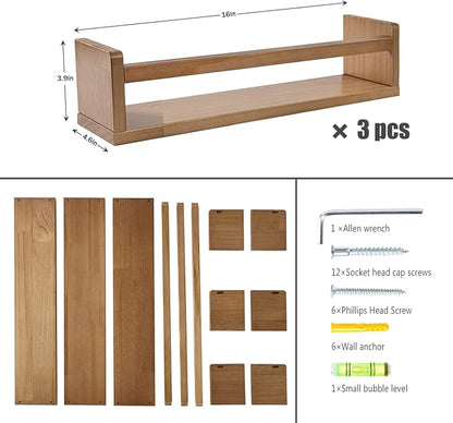 AZSKY Nursery Book Shelves for Wall Bookshelf for Kids Wood Floating Book - Image 3