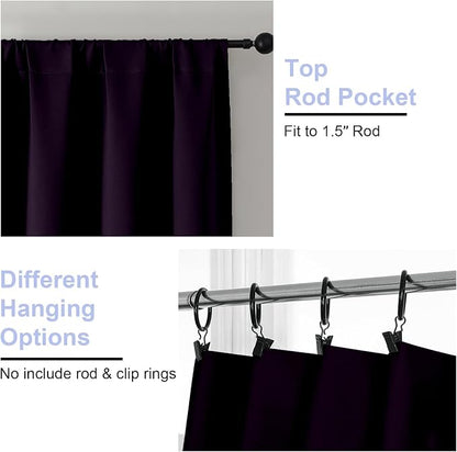 Simplebrand Ava BlackBerry Short 36 Inches Blackout Curtain 2 Panels Set - Image 4