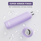 Slim Insulated Water Bottles for Travel 32oz with Clip, Double Wall Vacuum Stainless Steel Water Bottle Keeps Drinks Cold 24 Hrs/Hot 12 Hrs, 100% Leakproof, BPA Free(Purple)