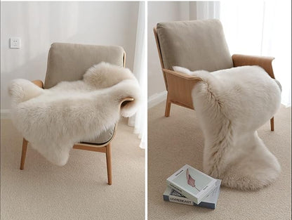 HUAHOO Premium Genuine Sheepskin Rug Linen Real Australia Sheepskin Natural - Image 2