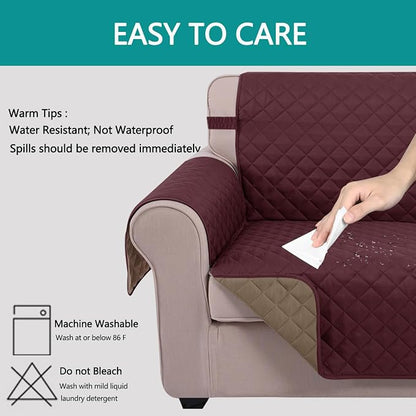 U-NICE HOME Futon Sofa Covers 68''Armless Couch Cover, Burgundy/Tan | Washable - Image 5
