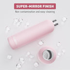 Slim Insulated Water Bottles for Travel 32oz with Clip, Double Wall Vacuum Stainless Steel Water Bottle Keeps Drinks Cold 24 Hrs/Hot 12 Hrs, 100% Leakproof, BPA Free(Pink)