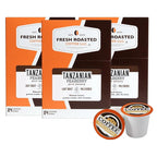 Fresh Roasted Coffee, Tanzanian Peaberry, Light Roast, 72 Pods for K Cup Brewers