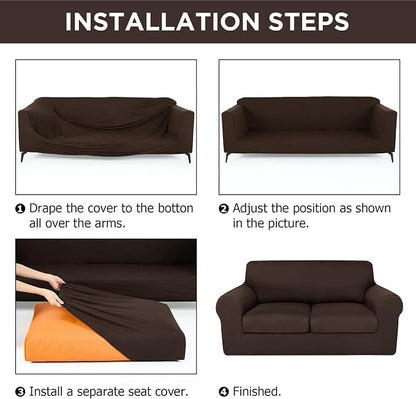 HunnmingRe Sofa Covers for 3 Cushion Couch Stretch Sofa and Loveseat Covers Set - Image 3