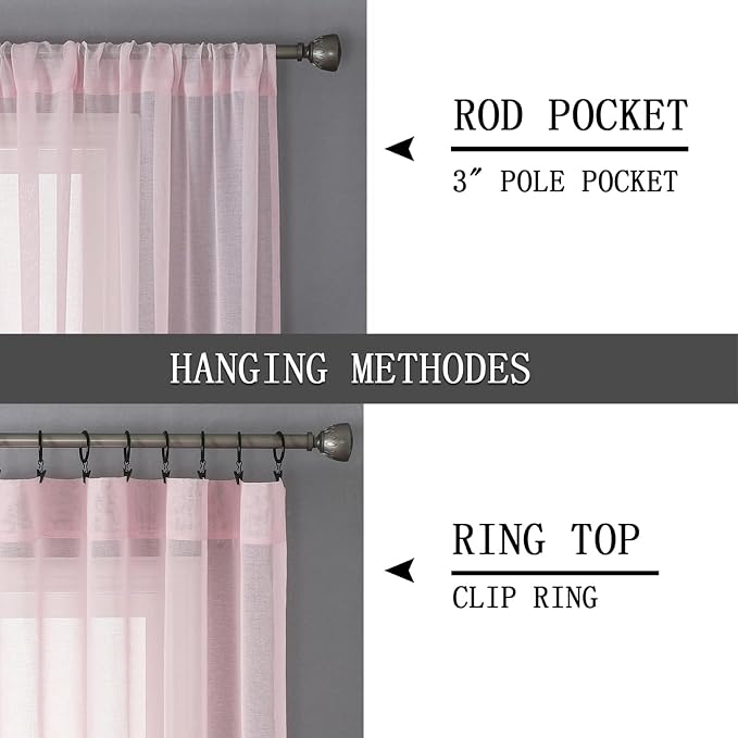 Tollpiz Sheer Curtains Living Room Linen Textured Curtain Sheers Light - Image 5