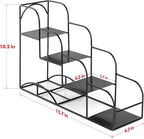 Syrup Rack for Coffee Bar Accessories, Iron 4 Compartment Bottle Organizer, Countertop Display Storage Shelf Bottle Stand, Metal Coffee Bar Organizer for Wine, Kitchen, Holds 4 Bottles