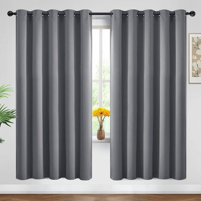 Yakamok Grey Room Darkening Curtains 62x72 inch Gray Grommet-Living Room | 2 by Yakamok