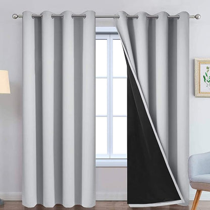 Yakamok Light Grey 100% Blackout Curtains 84 Inches Long 52" Wide 2 Panel | by Yakamok