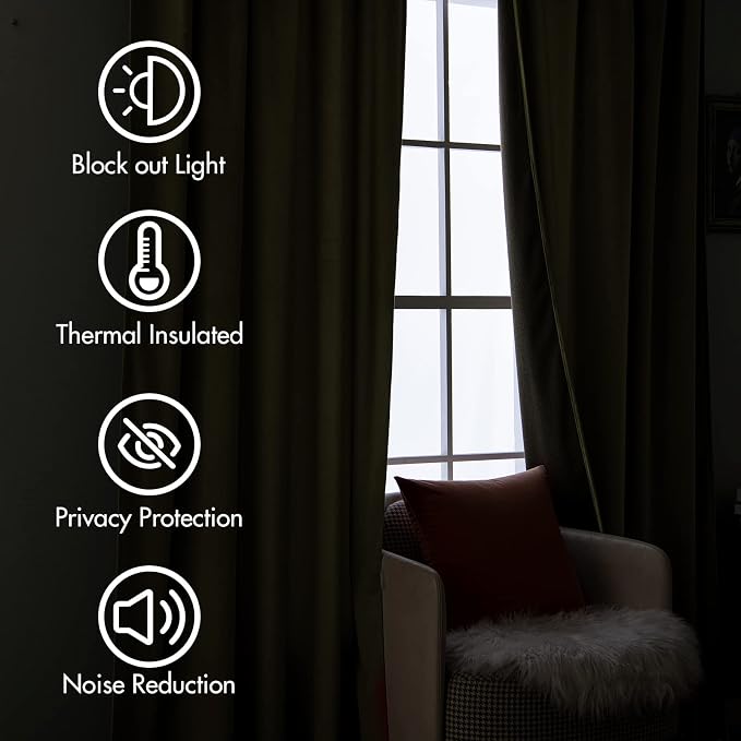 MIULEE Velvet Blackout Curtains 52x108 inches 2 Panels Burnt Orange | Luxury - Image 5