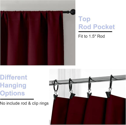 Simplebrand Ava Burgundy Short 36 Inches Blackout Curtain 2 Panels Set - Image 4