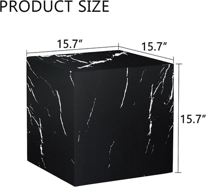 16'' Cube Coffee Table with Marble Stone Pattern, Square No Assembly End Table - Image 2