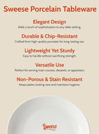 Sweese Porcelain 7.8 Inch Dessert Plates Set of 6 - White Salad Plates, Appetizer Plates, Small Plates - Dishwasher, Microwave, Oven Safe, Smooth Glaze, Scratch Resistant