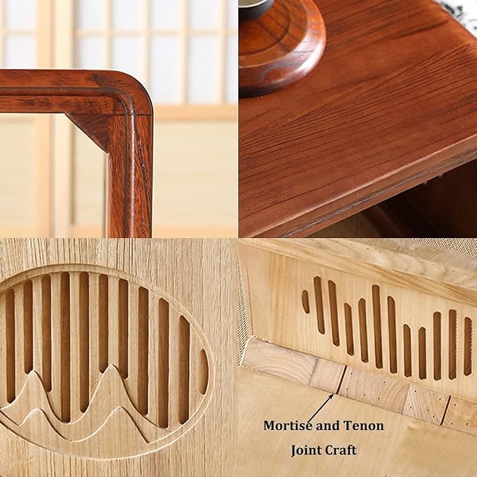 Vintage End Table, Japanese Style Tatami Coffee Tables Mortise and Tenon - Image 5