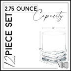 Vikko Shot Glasses, 2.75 Ounce Shot Glass Set of 12 Small Liquor and Spirit Glasses, Durable Tequila Shot Glasses For Alcohol and Espresso Shots