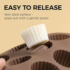 Peanut Butter Cup Mold, 15 Cavity Chocolate Candy Molds, Silicone Baking Mold for Snack Size Mini Peanut Butter Cup, Jelly, and Cordial, Pack of 2