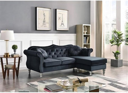 Glory Furniture Hollywood Velvet Sofa Chaise in Black - Image 2