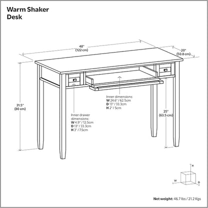 SIMPLIHOME Warm Shaker Desk - Image 2