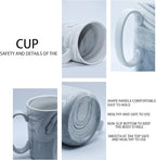 Coffee Mugs Set of 4,16 OZ Large Marble Ceramic Tea Cups with Big Handle,Bulk Grey Marble Mugs Set for Latte, Beer,Cappuccino,Microwave Dishwasher Safe Cup for Men Women Gift