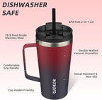 BJPKPK Insulated Tumbler with Handle, 18oz Insulated Tumblers with Lid and Straw, Stainless Steel Metal Water Bottles, Coffee Travel Mugs, Cups, Charming Red