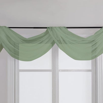 Chyhomenyc Sage Green Sheer Scarf Valances - Image 8