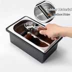 Espresso Coffee Knock Box, Large Size Stainless Steel Coffee Pucks Container, with Noise Reduction Rubber Ring,Silicone Bar for Knocking Portafilter Filter Grinds