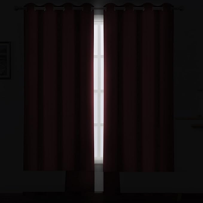 Dark Red Thermal Blackout Curtains/52 x 95 Inch/Set of 2 Panels Room Darkening - Image 3
