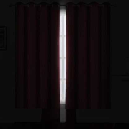Dark Red Thermal Blackout Curtains/52 x 95 Inch/Set of 2 Panels Room Darkening - Image 3