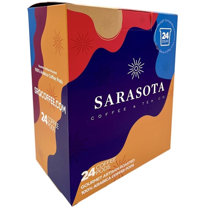 Sarasota K-Cup Coffee Pods | Dark Roast Coffee | European French Roast Cubano | Single Serve for Keurig Brewers | Gourmet, Low Acid, Mold Free | 24 Count