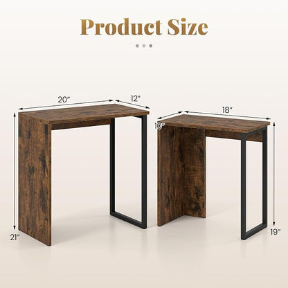 Giantex Nesting Coffee Table Set of 2, Rectangular Stackable Side Tables - Image 2