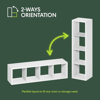 Furinno Cubicle Book Shelf, Vertical 4-Cube Bookshelf, Extra Thick Horizontally - Image 4