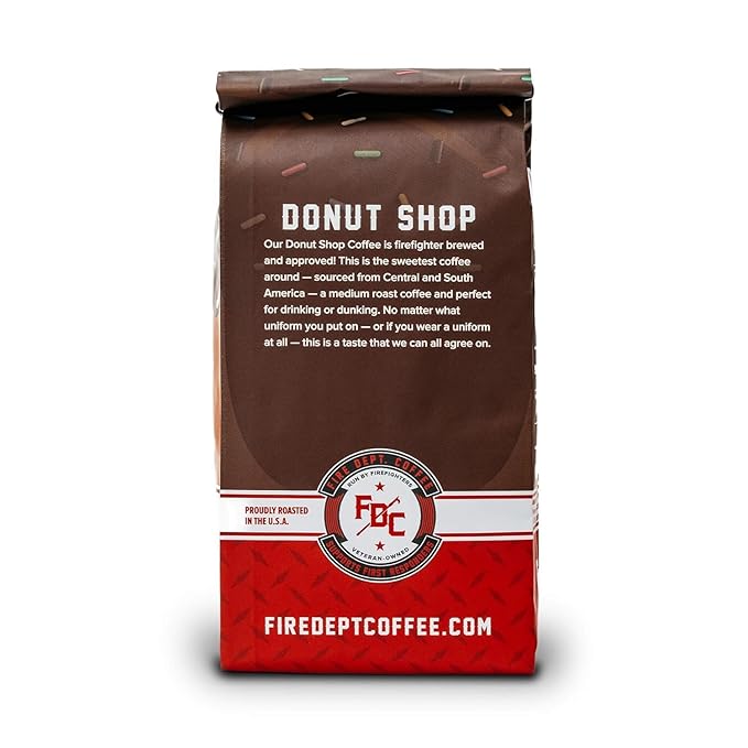 Fire Department Coffee - Gives Back to Firefighters - Donut Shop Ground Coffee - Sweet & Smooth - Medium Roast - Roasted in the USA - Veteran Owned (12 oz, Pack of 2)