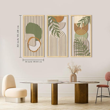 IARTTOP Boho Mid-century Modern Wood Wall Art 16x32 Inch Large Green Abstract - Image 9