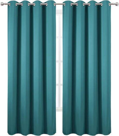 Blackout Curtains 52 x 120 Inch Long Sea Teal Curtains Set of 2 Panels Room - Image 2