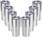 DOMICARE 20oz Tumbler with Lid Stainless Steel Tumblers Bulk, Double Wall Vacuum Insulated Coffee Travel Mug, 8 Pack Stainless Steel