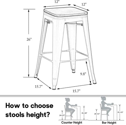 HAOBO Home 26" Backless Metal Counter Stool Height Bar Stools, Barstools - Image 2