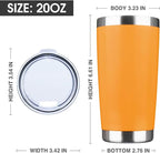 20oz Tumbler Bulk Stainless Steel Vacuum Insulated Tumblers with Lid Double Wall Travel Mug, Durable Powder Coated Coffee Cup, Suitable for Ice Drinks and Hot Beverage (Orange 12pack)