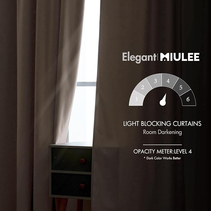 MIULEE Velvet Curtains 52x108 inches 2 Panels Cream Beige Blackout Curtains | - Image 5