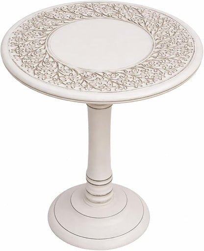 Antique White Round Coffee Table – 18x22 Wood Accent Side Table by TheWoodenTown