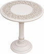 Antique White Round Coffee Table – 18x22 Wood Accent Side Table by TheWoodenTown